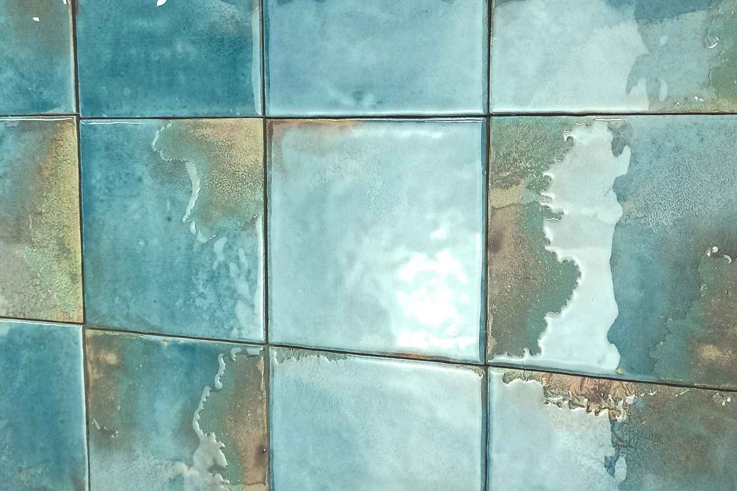 Zellige Wandfliese 11,5x11,5 cm "Laguna Cielo" hellblau glänzend reaktive Glasur