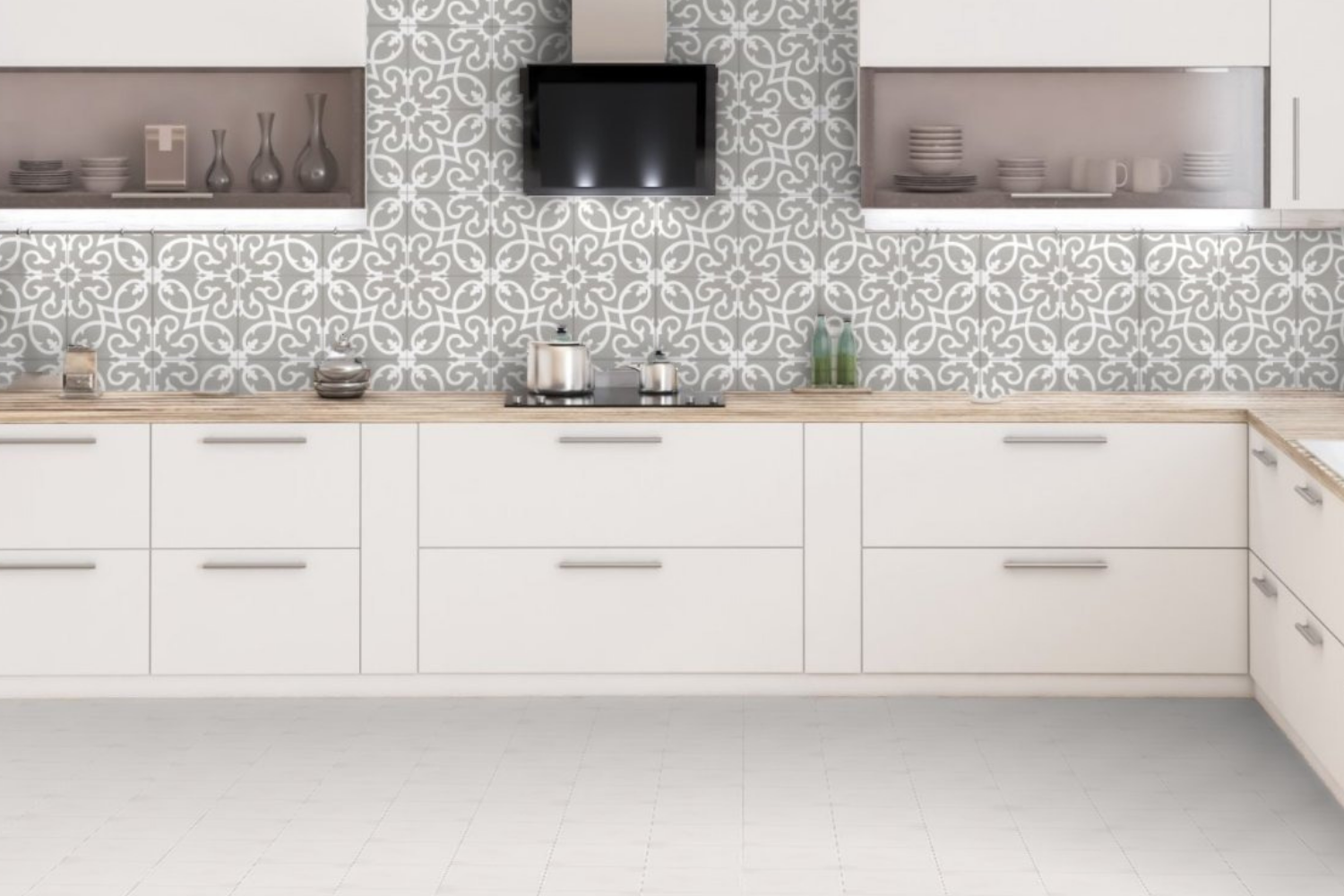 Fliese Patchwork Dekor Zementoptik grau 20x20 cm "Contrasti Grigio Tappeto 1" Ragno by Marazzi