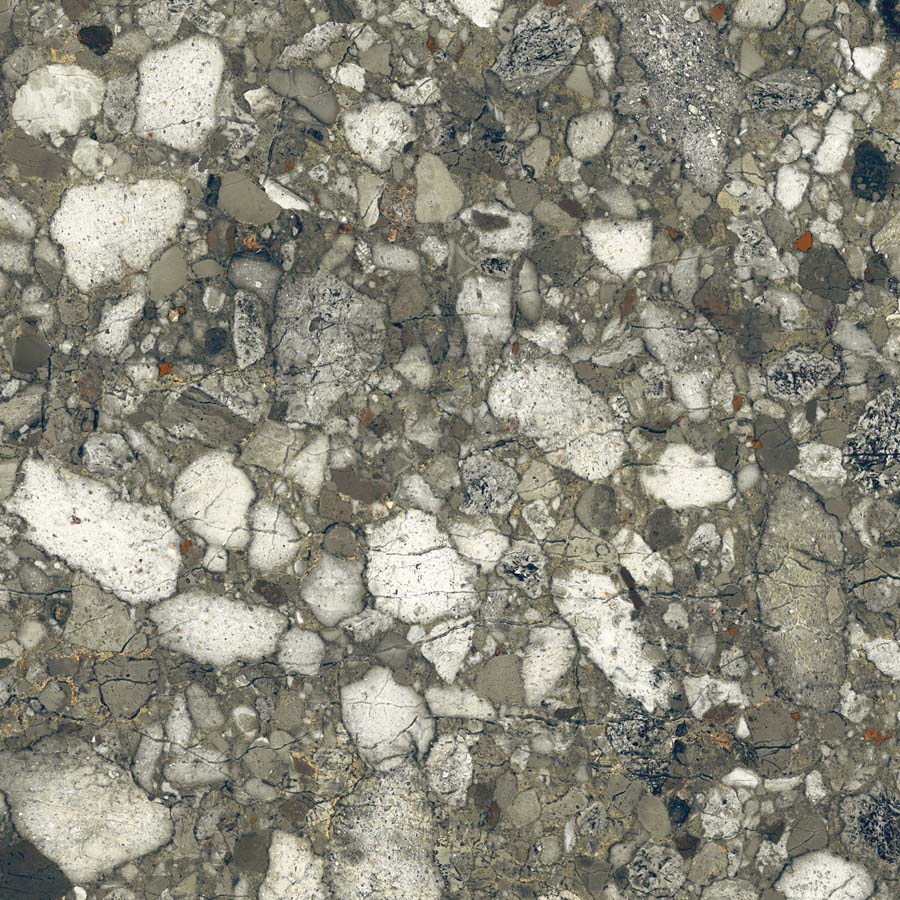 Fliese Terrazzo-Steinoptik grün glänzend 89x89 cm "Veni Emerald" rektifiziert