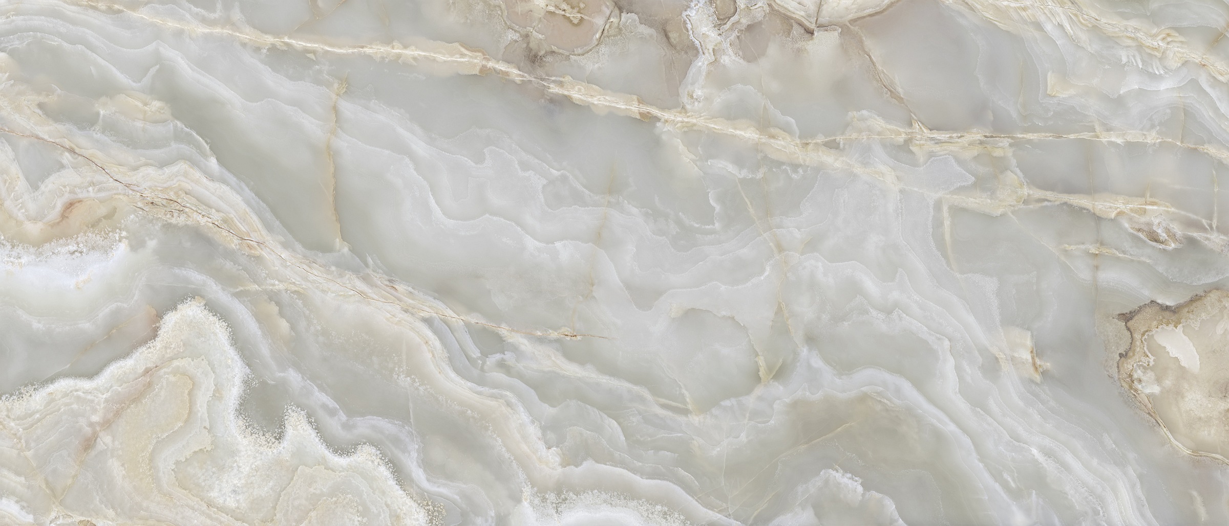 XXL-Fliese Marmoroptik Onice Iride Argento 120x280 cm beige creme Großformat-Fliese La Fabbrica