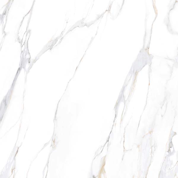 Fliese Marmoroptik weiß gold 120x120 cm marmoriert "Aurora Gold" glänzend rektifiziert