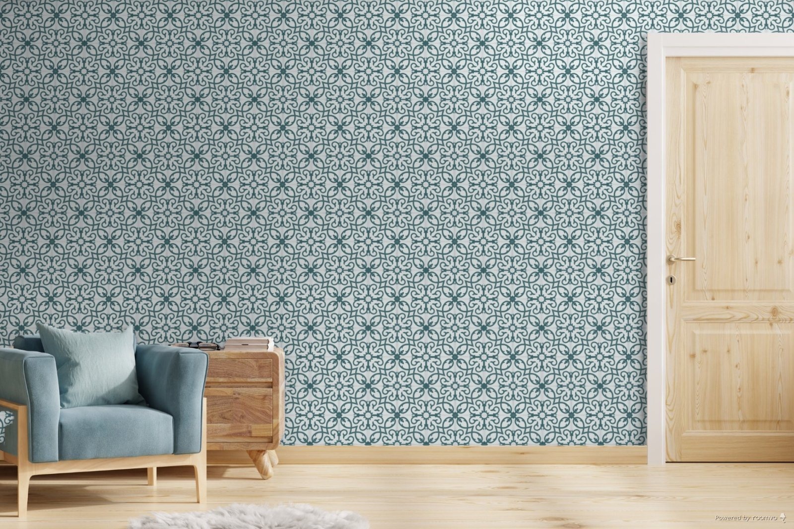 Fliese Patchwork Dekor Zementoptik petrol blau weiß 20x20 cm "Contrasti Tappeto 12" Ragno by Marazzi