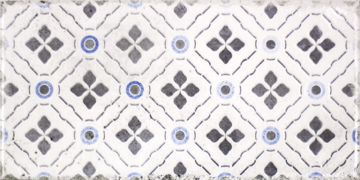 Dekorfliese Mix mediterran Retro Vintage blau glänzend Vita Mare Decor Mix Fabresa