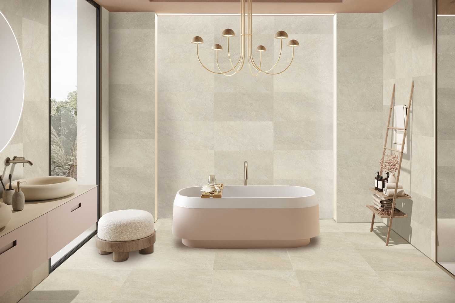 Fliese Steinoptik beige "Alpine Beige" Feinsteinzeug rektifiziert Ragno by Marazzi