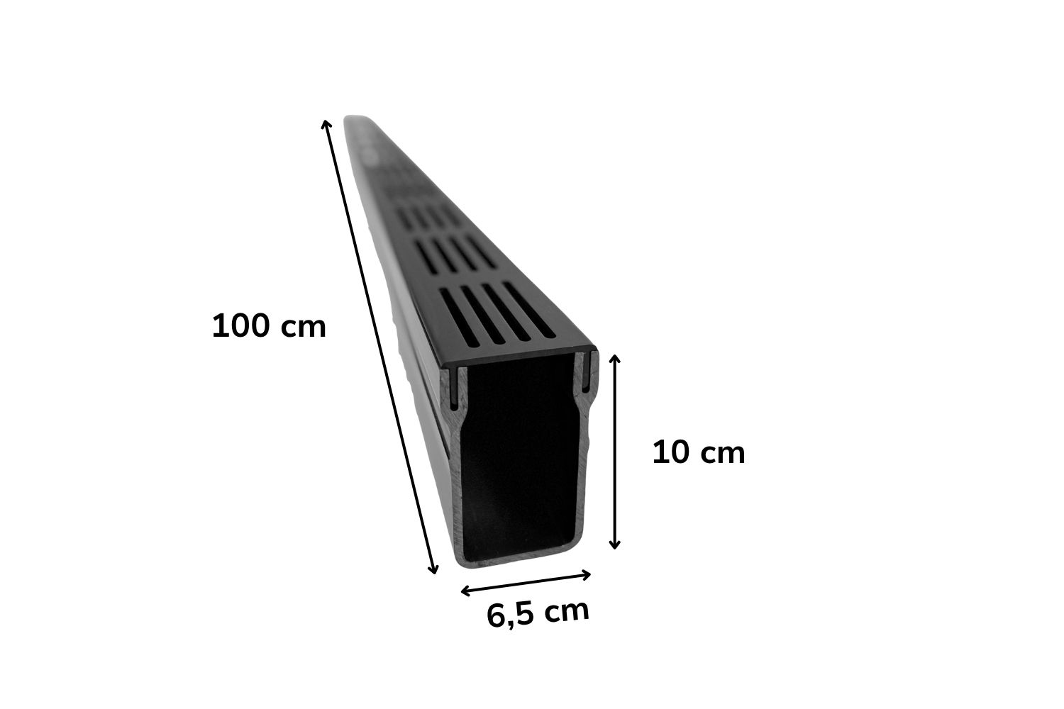 Entwässerungsschiene für Terrassen U-Drain Pro eloxiert schwarz