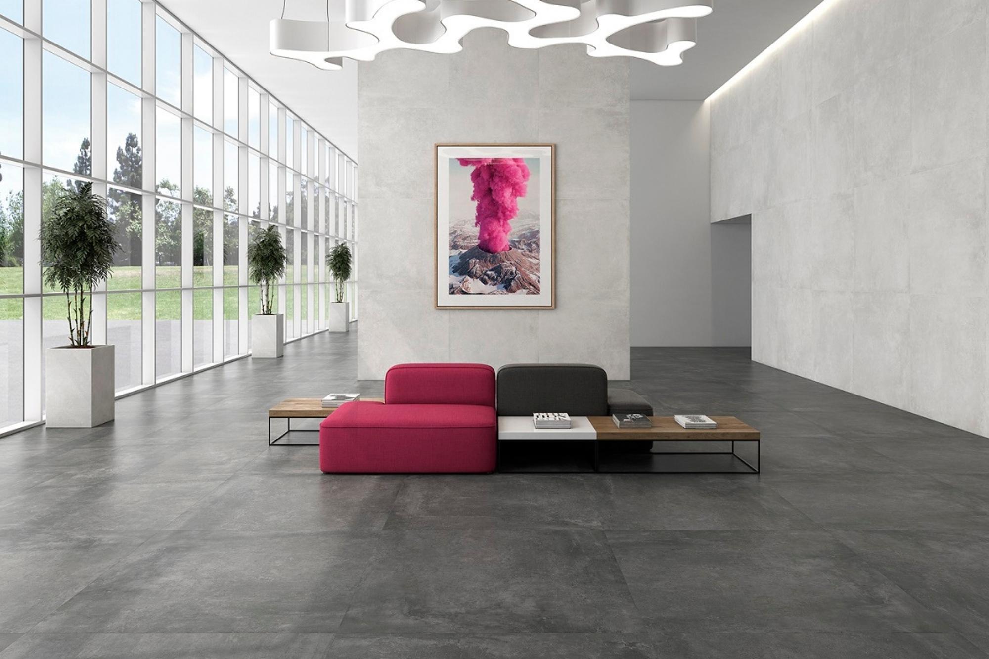 Fliese Betonoptik Zementoptik anthrazit schwarz kalibriert "Ground Marengo"