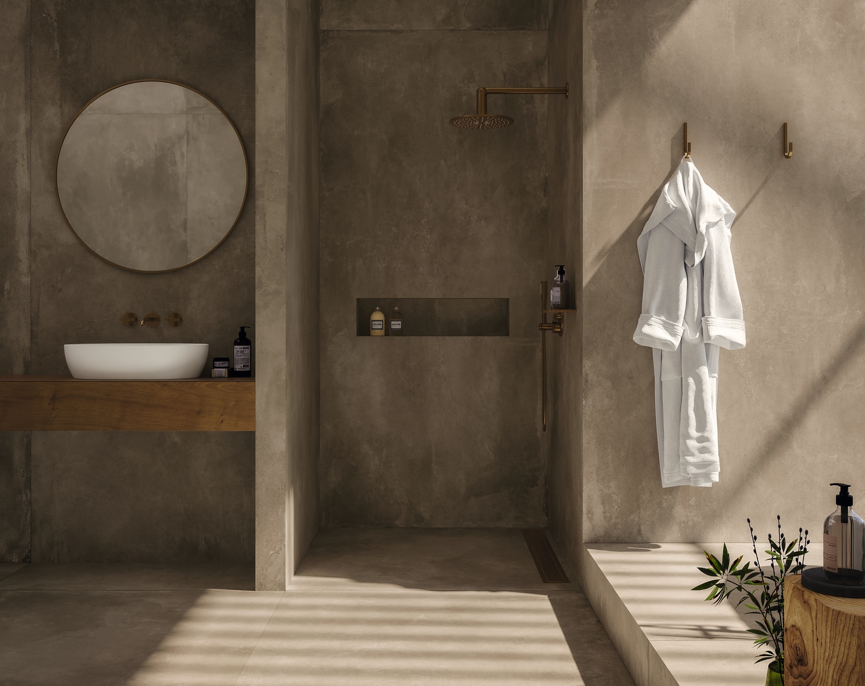 Fliese Betonoptik Imola Azuma Up Taupe Bodenfliesen Wandfliesen braun