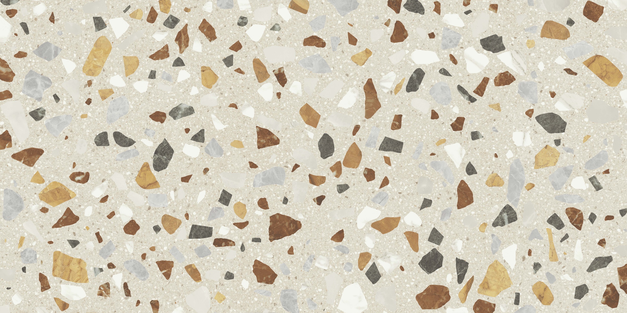 Fliese Terrazzo-Optik Crisp Beige mehrfarbig Bodenfliese Wandfliese matt 60x120 cm