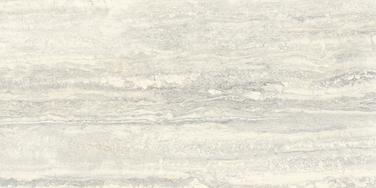 Fliese raffinierte Travertin-Steinoptik hellgrau matt 60x120 cm "Invictus Pearl" rektifiziert