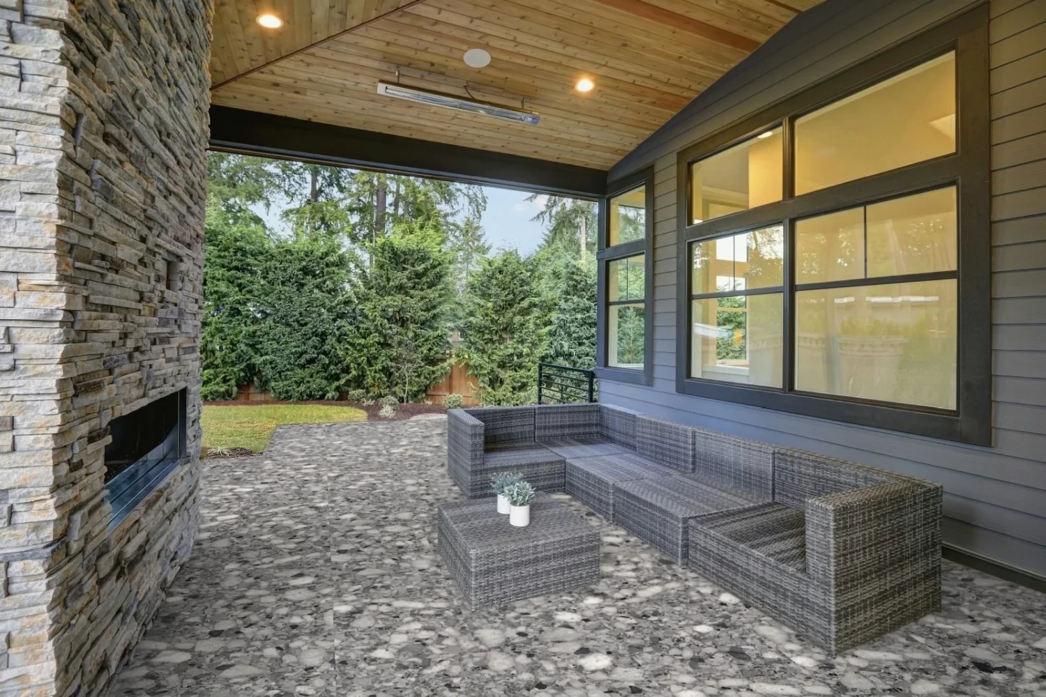 Terrassenplatte Terrazzo-Steinoptik "Venistone Dark" dunkelgrau