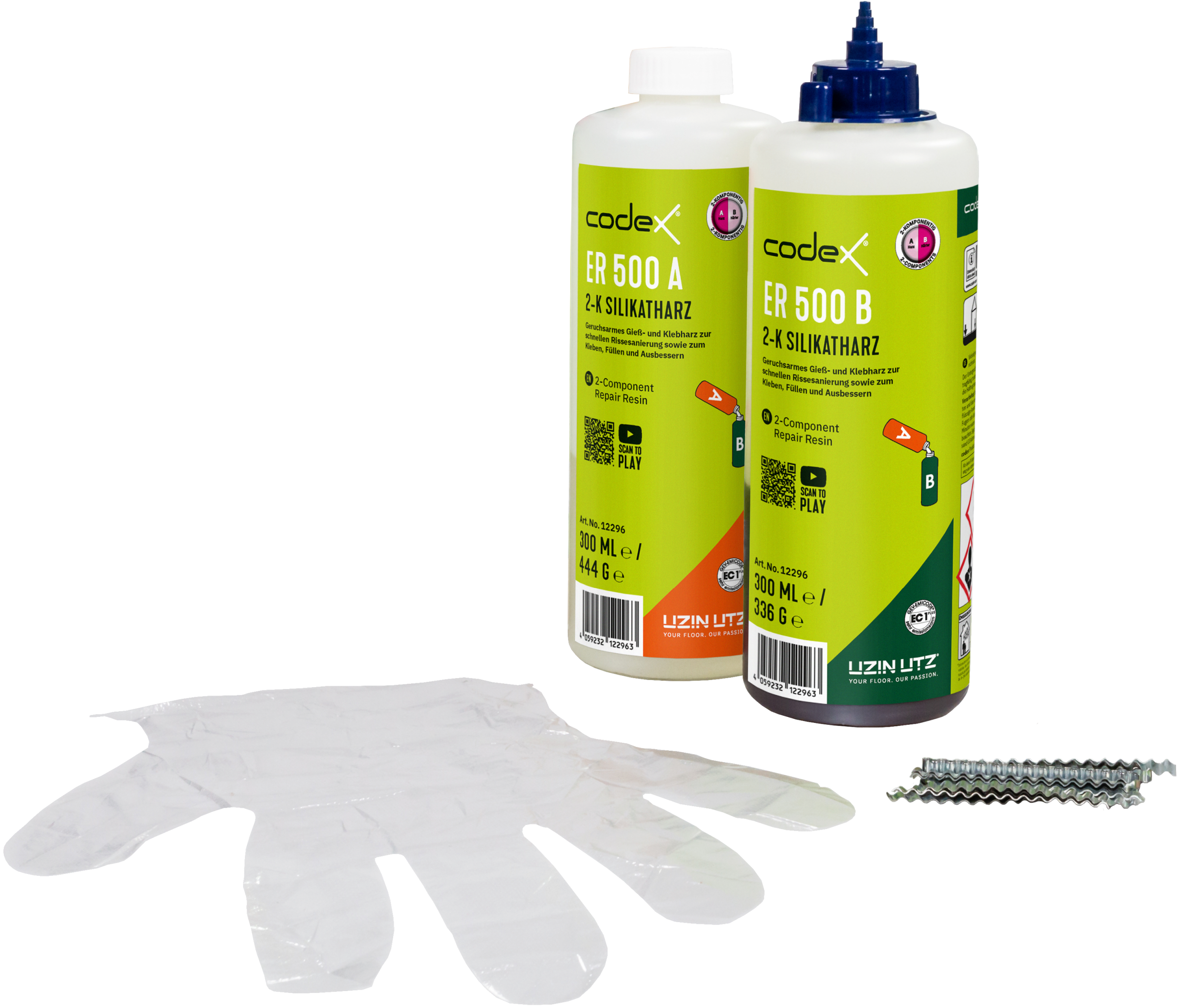 2K Gießharz Reparaturharz Codex ER 500 2-Komponenten Silikatharz zur Reparatur von Estrichrissen
