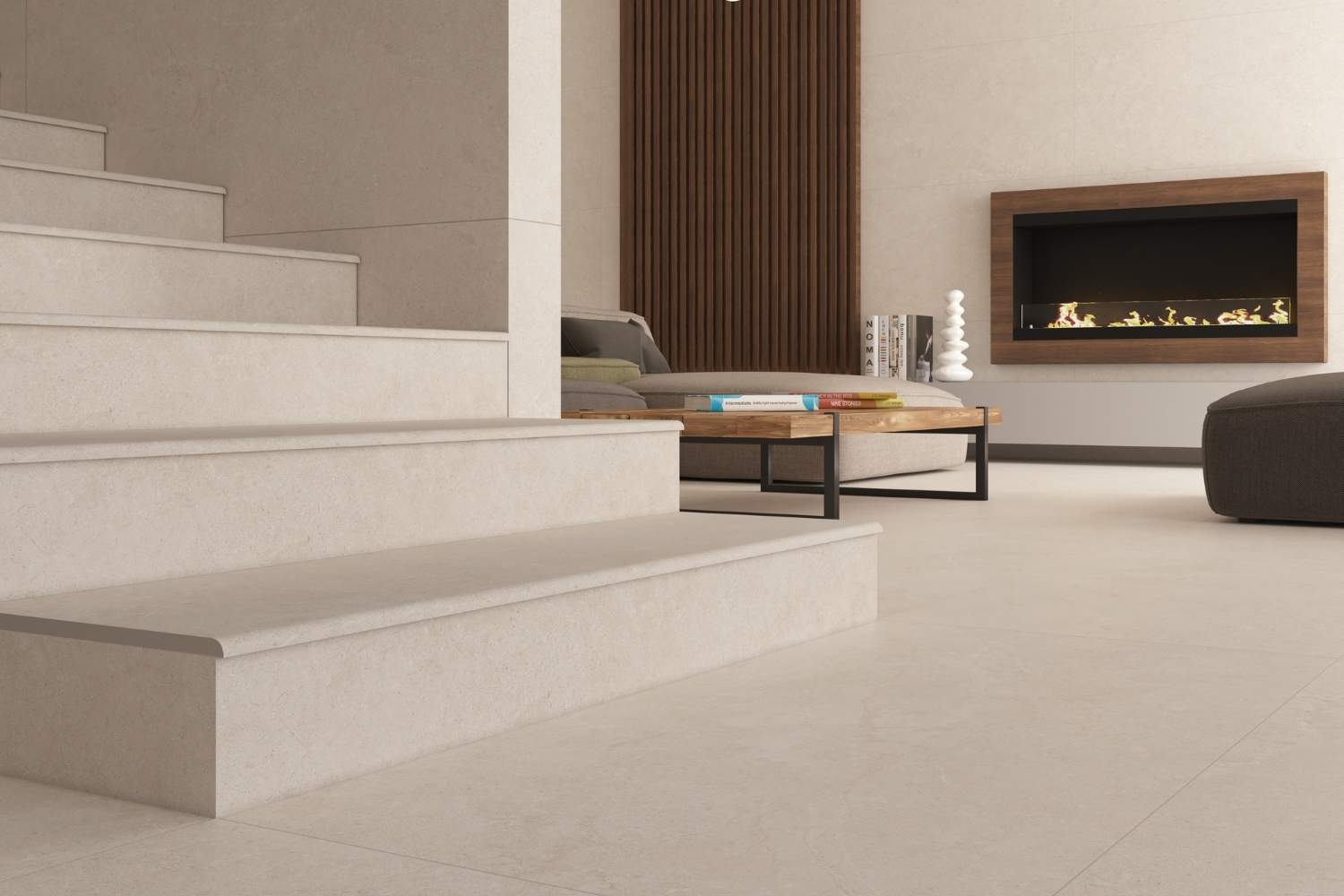 Fliese Steinoptik elfenbein beige matt "Babilon Bone" Feinsteinzeug rektifiziert