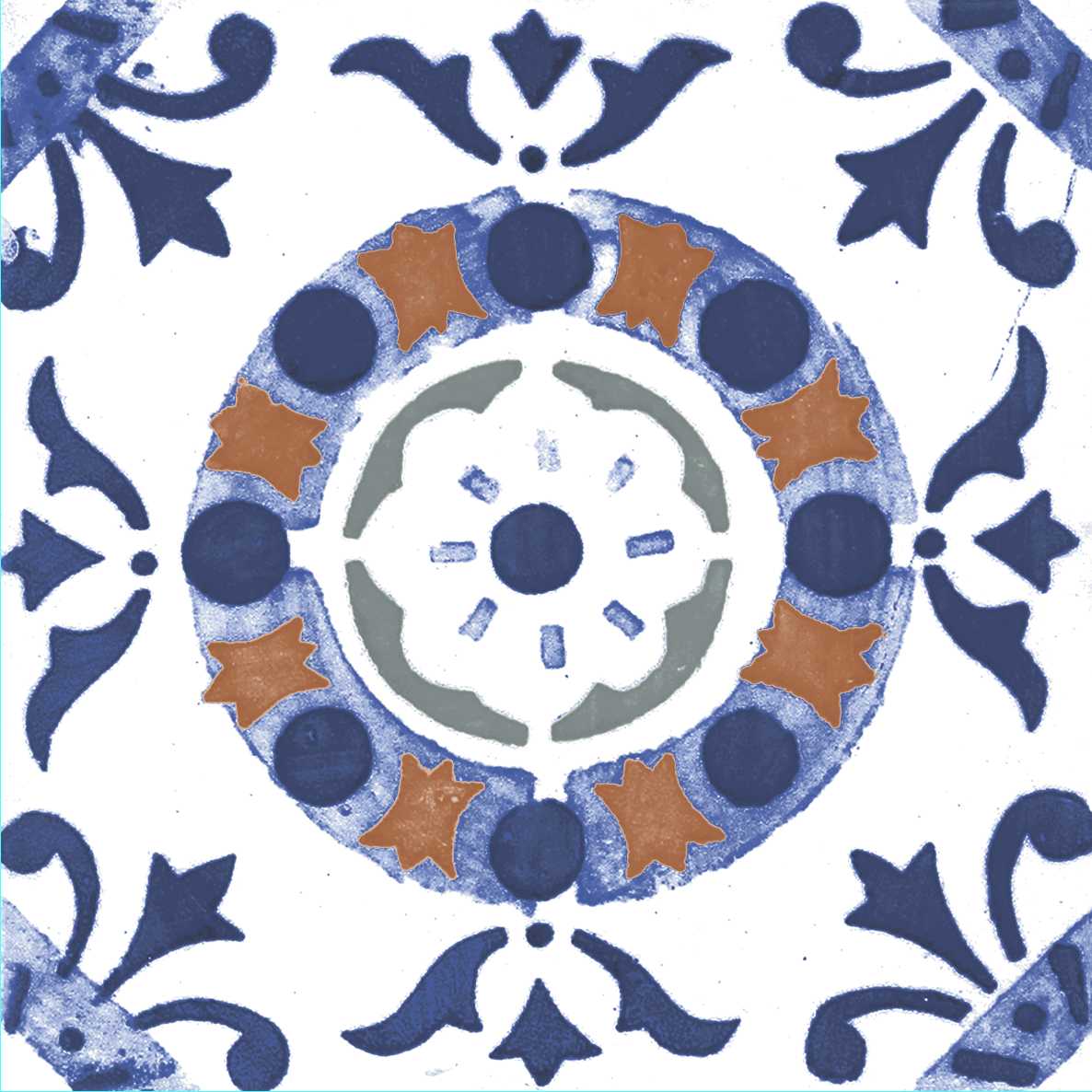 RESTPOSTEN Wandfliese Vintage Dekor 25x25 cm "Galana" | 24 verschiedene Dekore nach Zufall