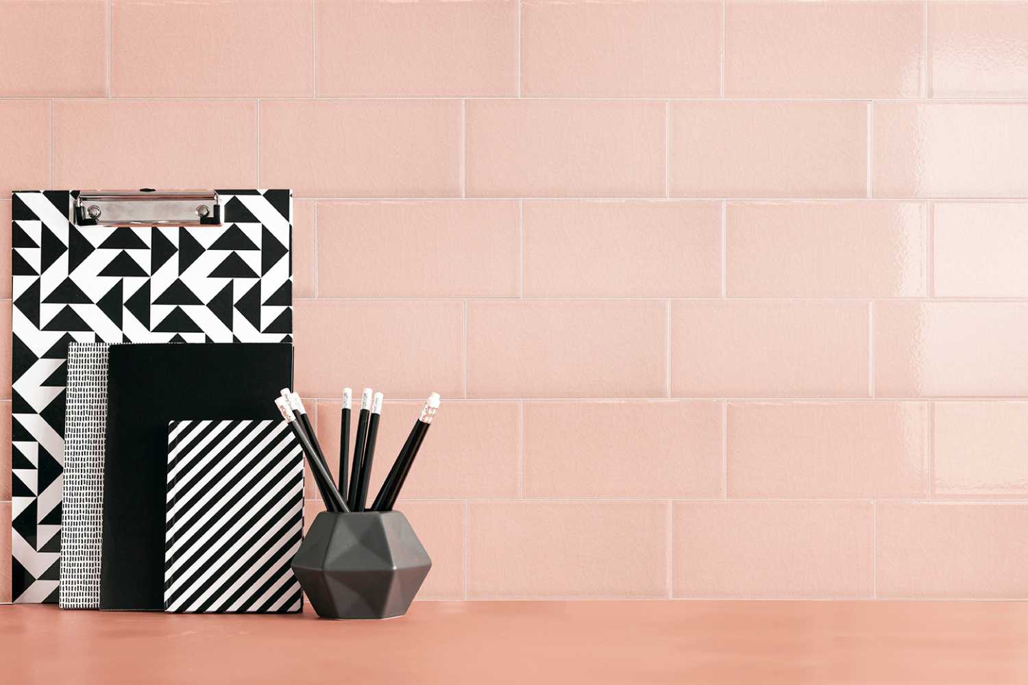 Metro Fliese krakeliert Craquelé Krakelee rosa glänzend 10x20 cm "Rose"