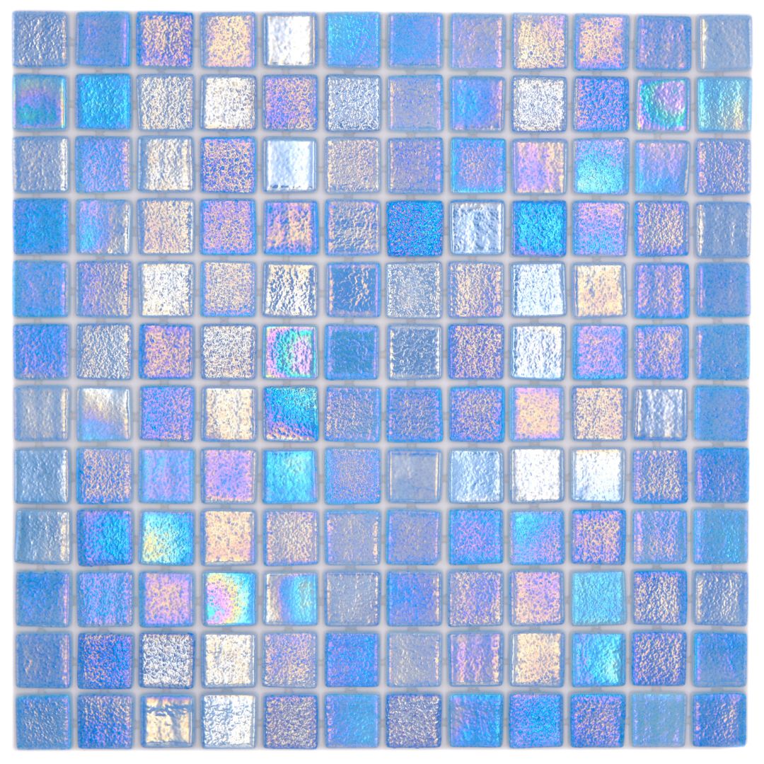 Mosaikfliesen Glas Eco Shell hellblau AIR glänzend 31,6x31,6 cm für Dusche Pool Küche Theken