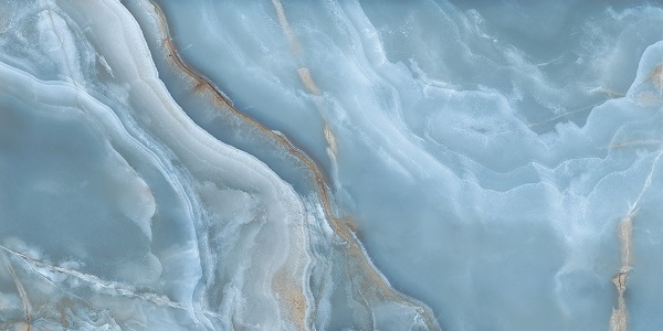 Fliese Achat-Marmoroptik blau "Onice Iride Cobalto" glänzend