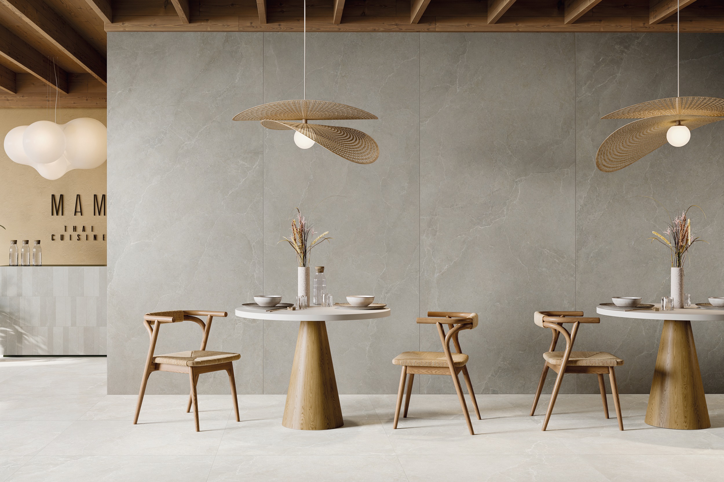 Fliese mit Steinoptik La Fabbrica Noble Stone Grey Wandfliese im Esszimmer Wohnzimmer