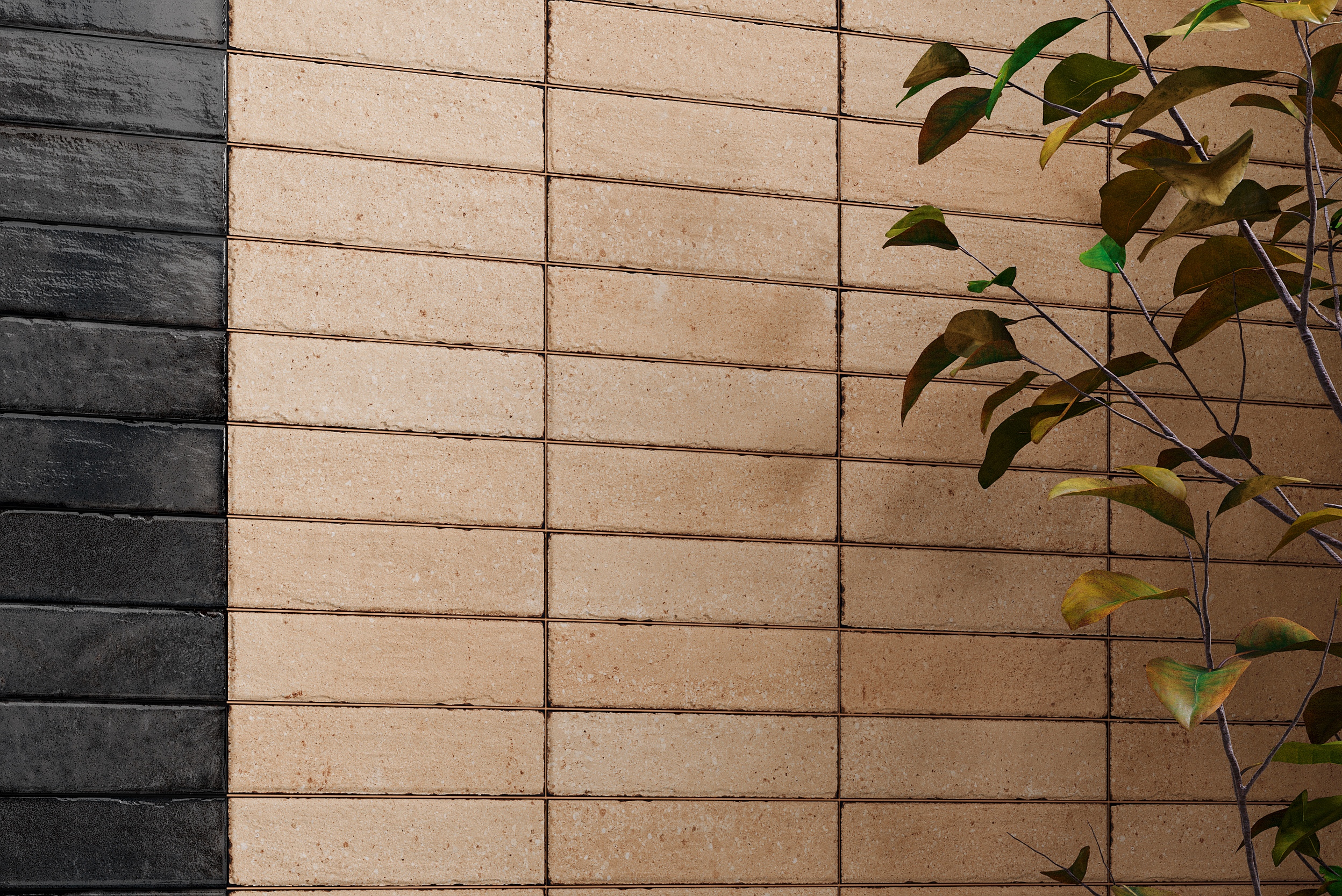 Fliese unregelmäßige Oberfläche 5x20 cm "Tetris Block Sand" beige matt