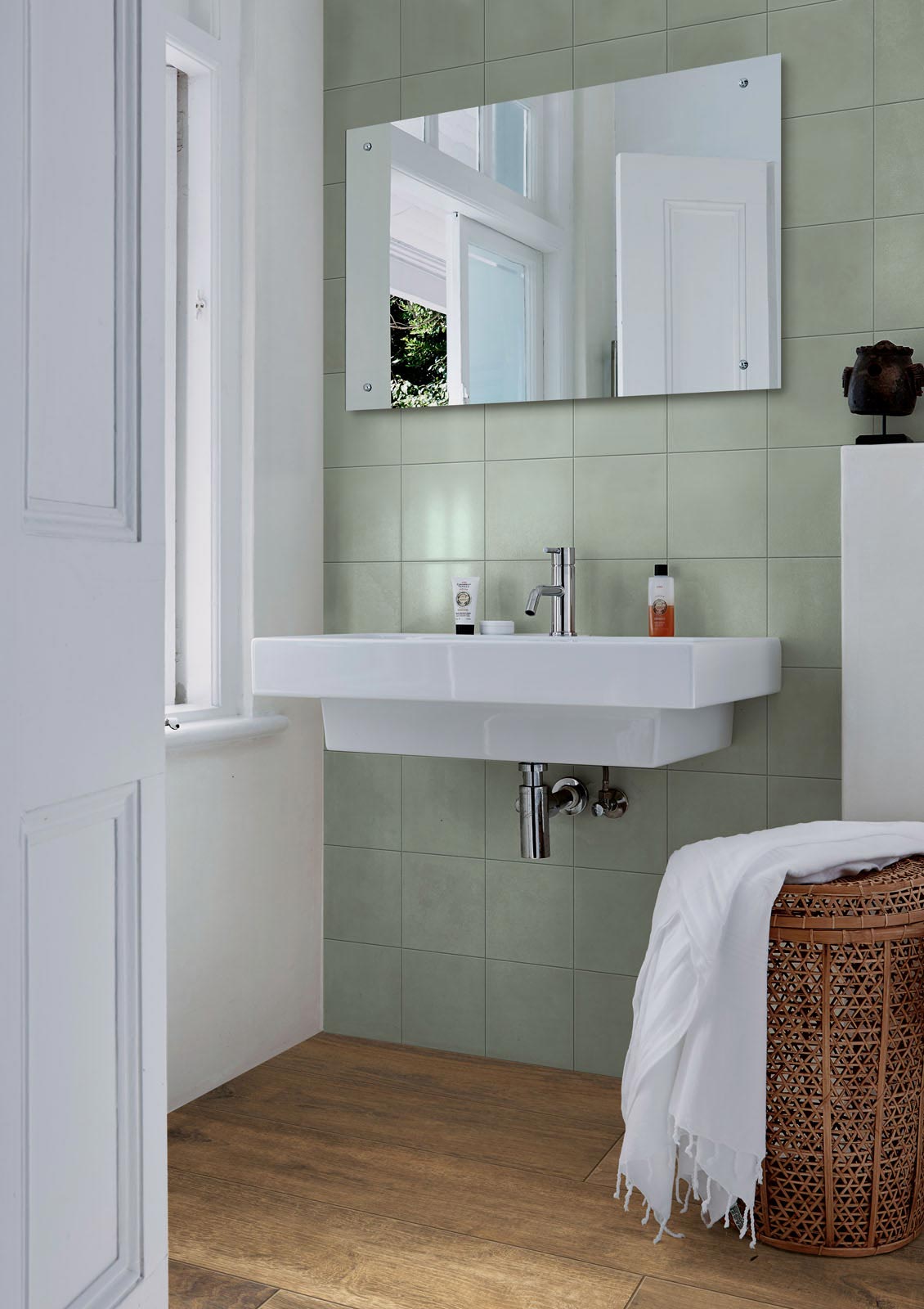 Fliese Zementoptik grün 20x20cm Feinsteinzeug "Contrasti Celadon" Ragno by Marazzi