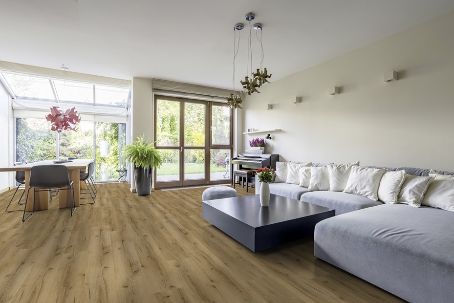 Klick-Vinyl Eiche Vinylboden Holzoptik 122x18 cm Wildwood helle Eiche hellbraun