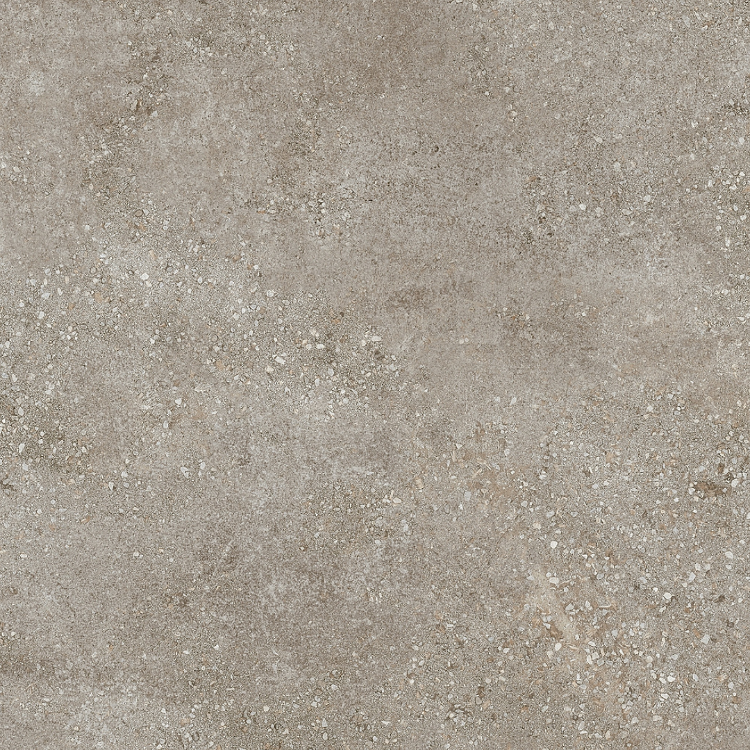 Restposten Fliese Betonoptik mit Terrazzo-Einschlüssen grau-braun 120 x 120 cm "Habitat Taupe"  Feinsteinzeug rektifiziert