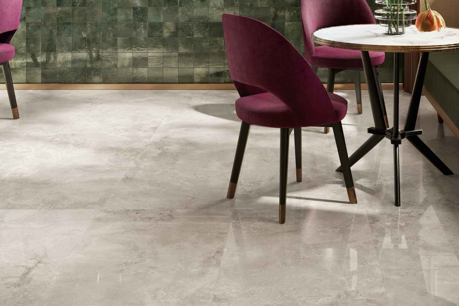 Fliese elegante Travertin-Steinoptik poliert "Invictus Cross Pearl Krystal" rektifiziert