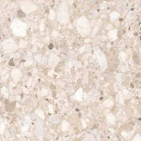 Fliese Terrazzo-Steinoptik beige 120x120 cm "Veni Beige" matt rektifiziert