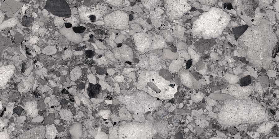 Terrassenplatte Terrazzo-Steinoptik dunkelgrau 60x120 cm "Venistone Dark" Feinsteinzeug 2 cm rektifiziert