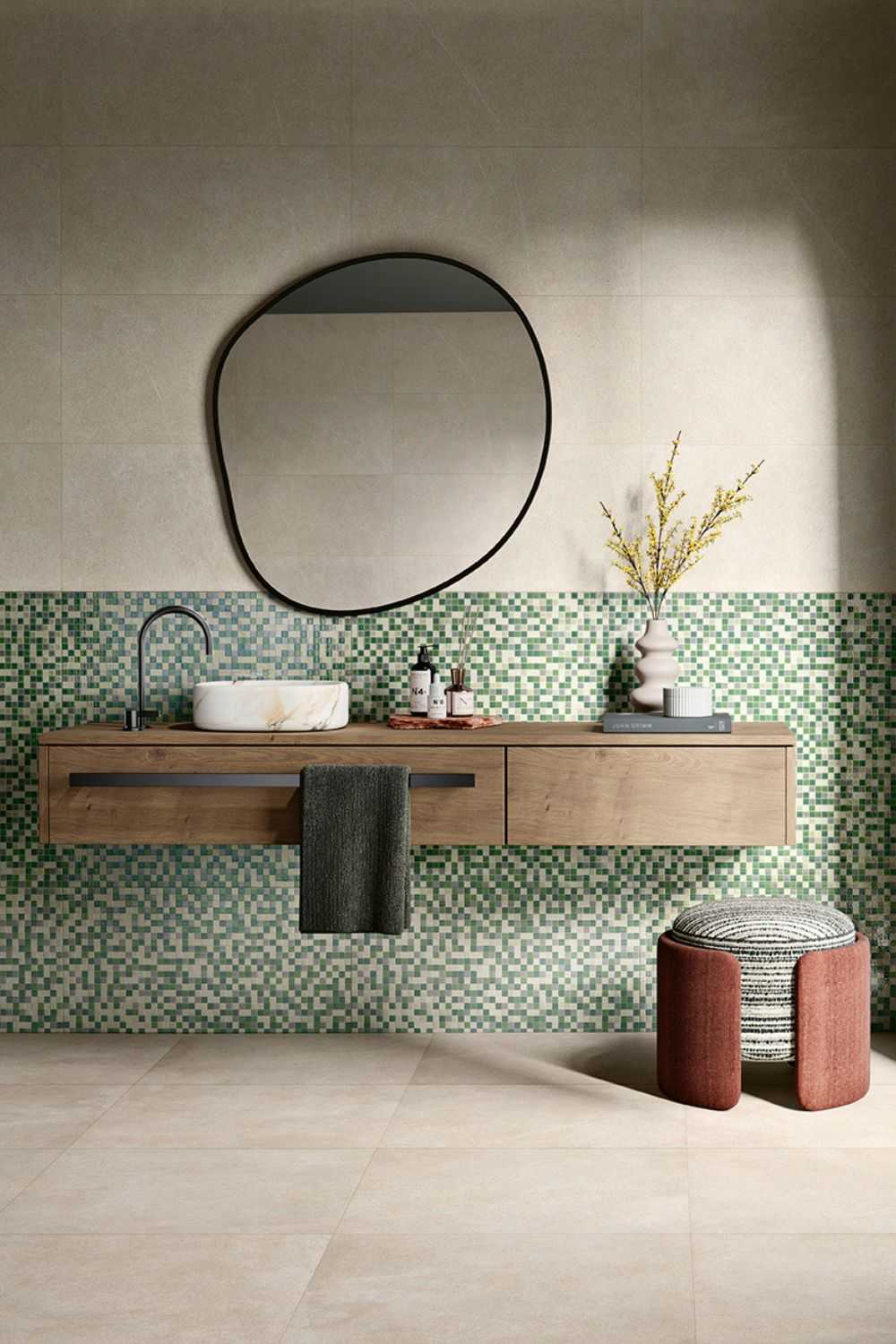 Wandfliese Steinoptik hellbeige Sense White 35x100cm