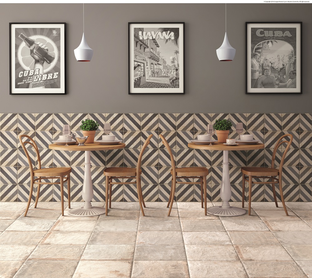 Fliese Vintage Retro weiß-grau "Havana Sugar Cane (Bianco)" CIR (Farbmischung nach Zufall)