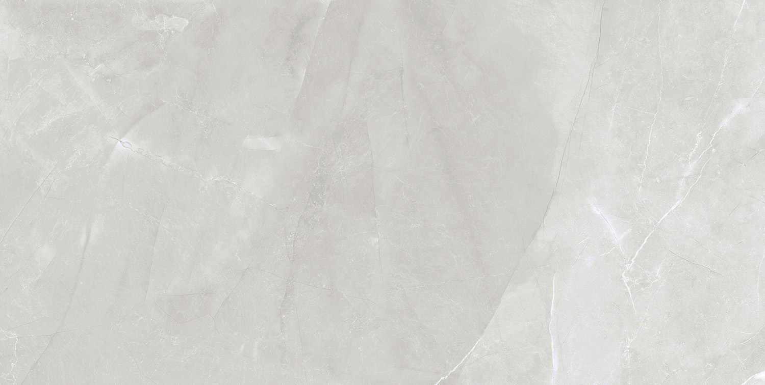 Fliese Steinoptik hellgrau poliert "Magda Perla" Feinsteinzeug rektifiziert