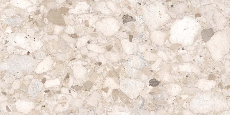 Terrassenplatte Terrazzo-Steinoptik beige 60x120 cm "Venistone Beige" Feinsteinzeug 2 cm rektifiziert