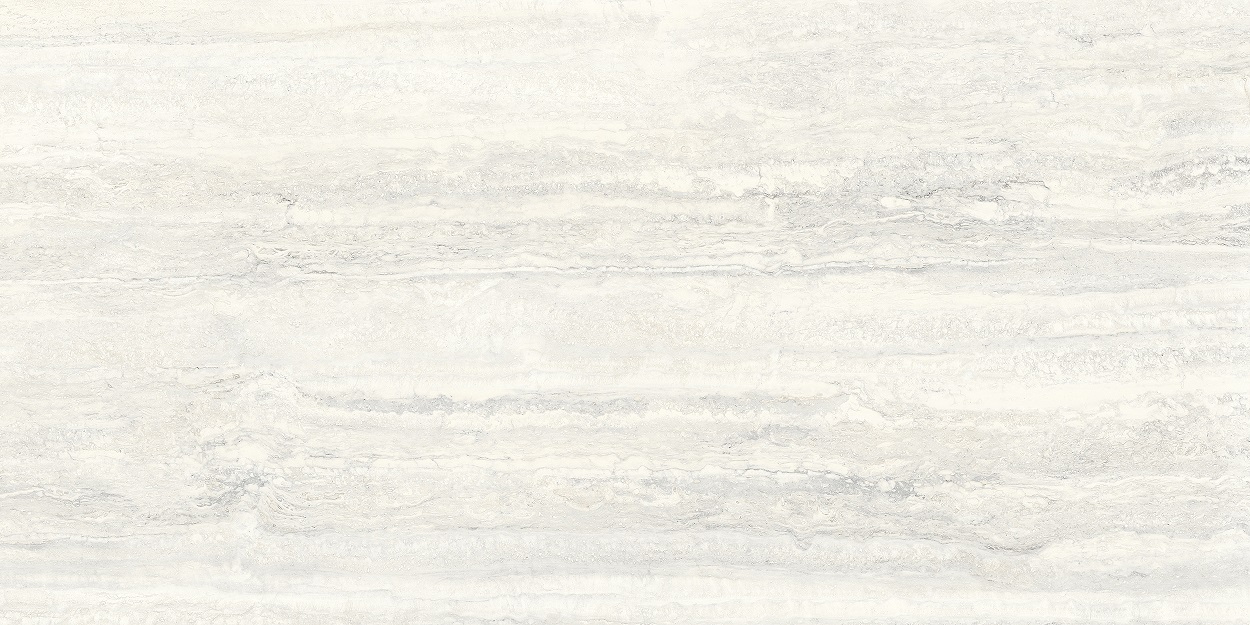 Fliese raffinierte Travertin-Steinoptik creme-weiß matt 90x180 cm "Invictus White" rektifiziert