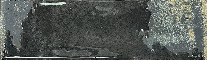 Fliese unregelmäßig Oberfläche 6,4x22,3 cm "Laguna Carbon" schwarz glänzend reaktive Glasur