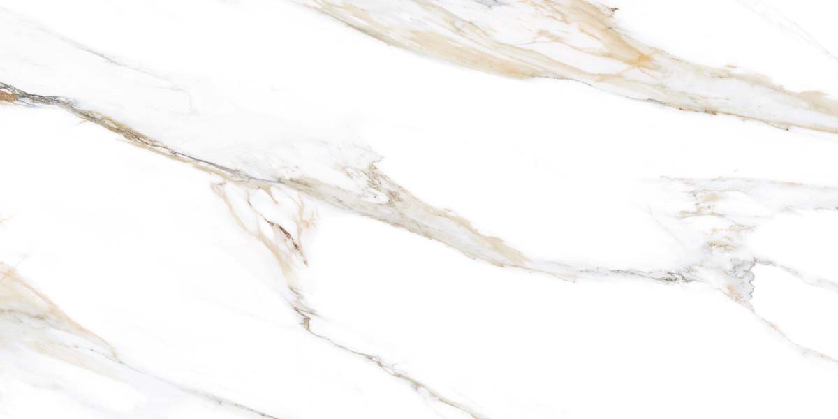 Fliese Marmoroptik weiß gold 60x120 cm marmoriert "Aurora Gold" matt rektifiziert