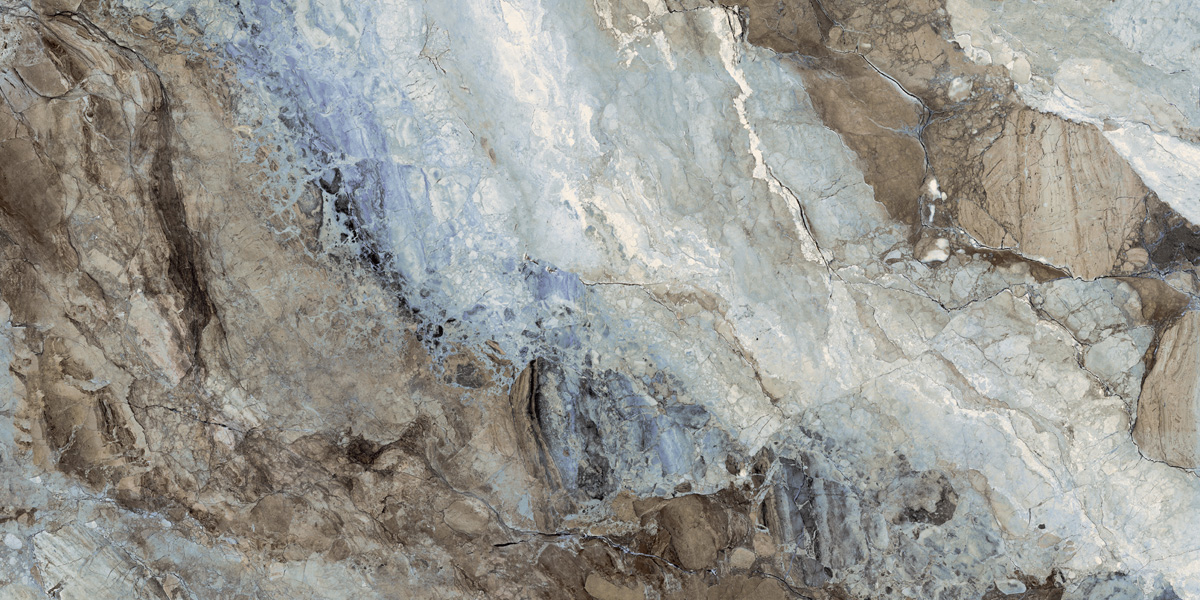 Fliese Marmoroptik blau schwarz marmoriert 60x120 cm glänzend "Mystic Ocean poliert"