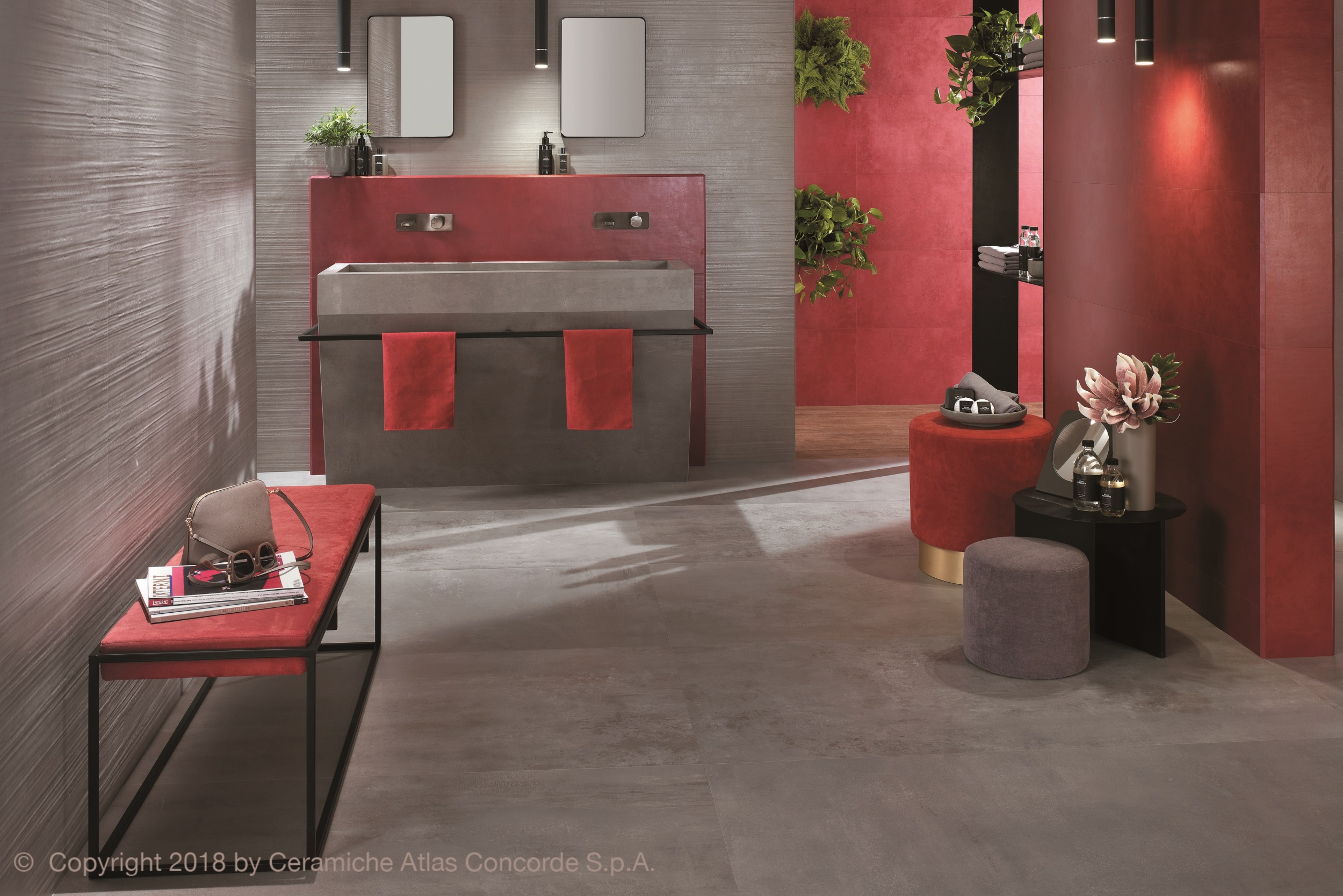 Fliese Boost Grey Atlas Concorde grau Zementoptik Bodenfliese Wandfliese Betonoptik im Badezimmer