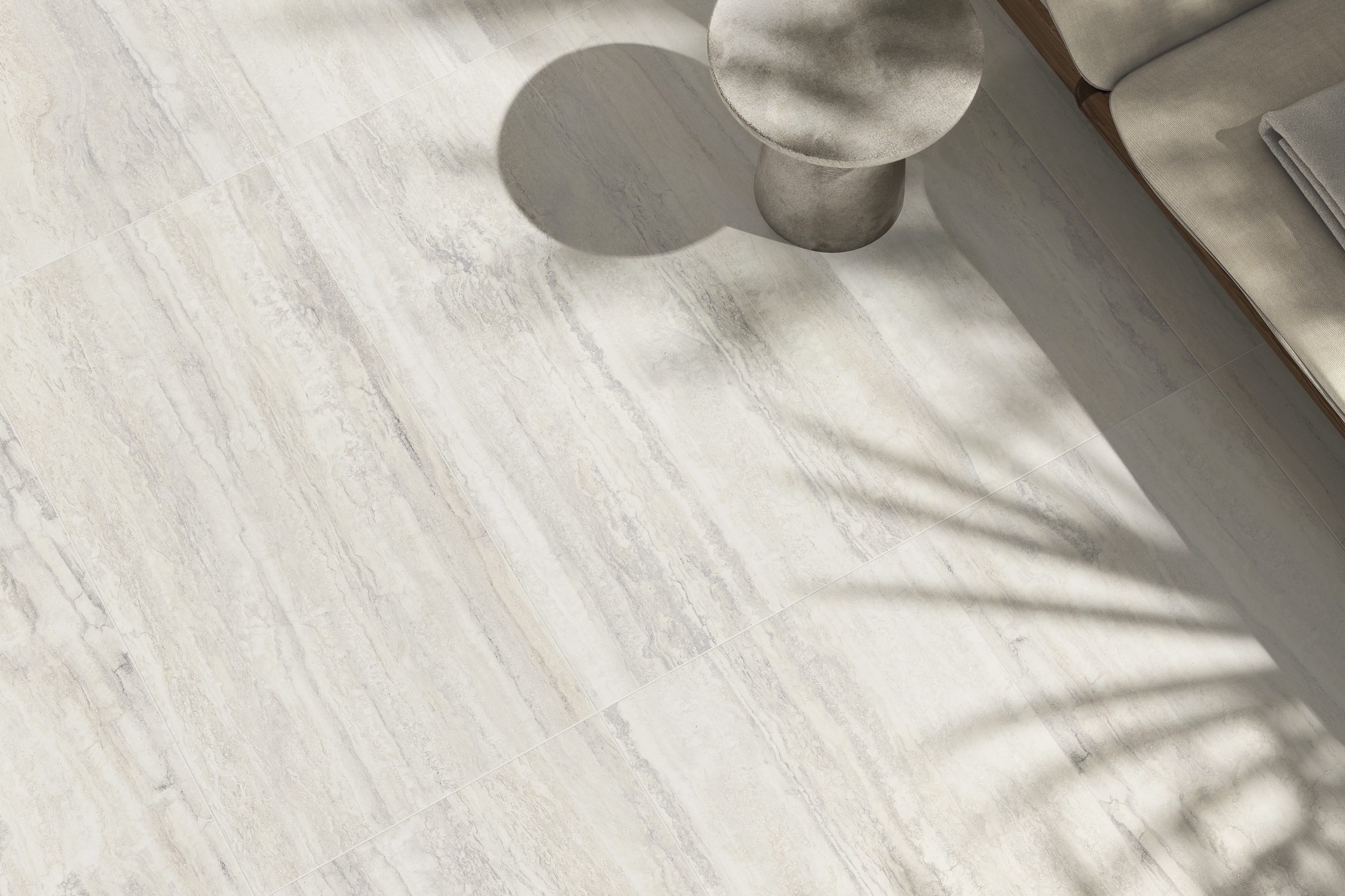 Fliese Travertin-Steinoptik Invictus White cremeweißu matt Sant Agostino Ambiente Bodenfliesen