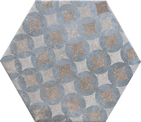 Fliese Sechseck Hexagon Dekor mix Vintage 24x27,7cm "New Orleans French Quarter Bourbon" CIR