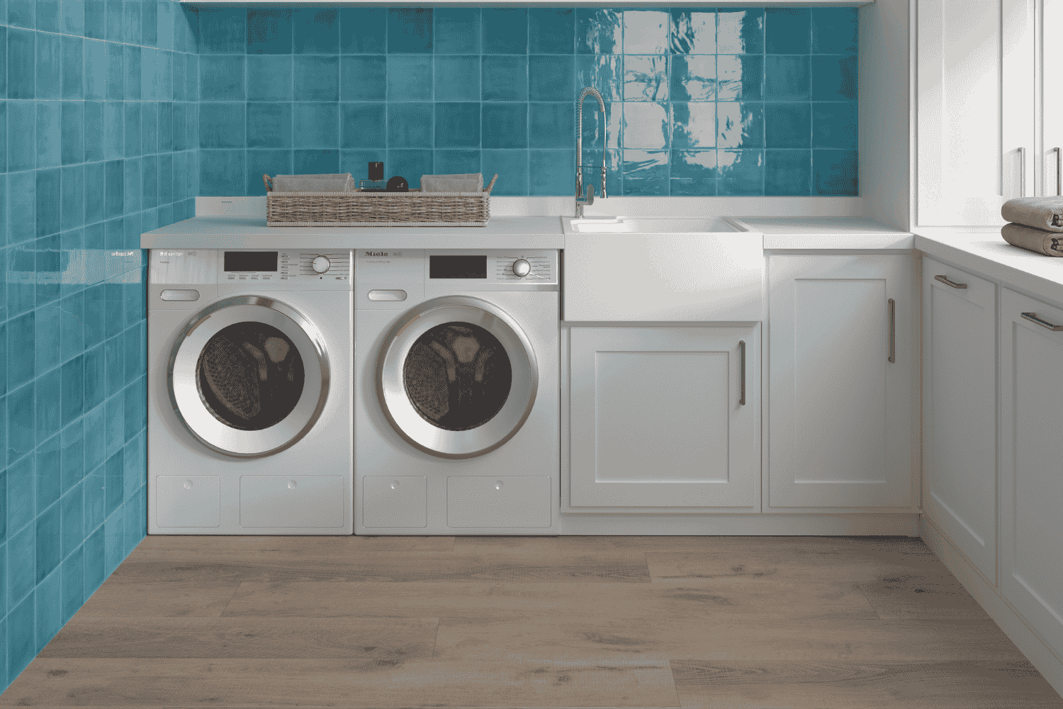 Zellige Wandfliese 15x15 cm "Marrakesh Glow Cielo" blau glänzend