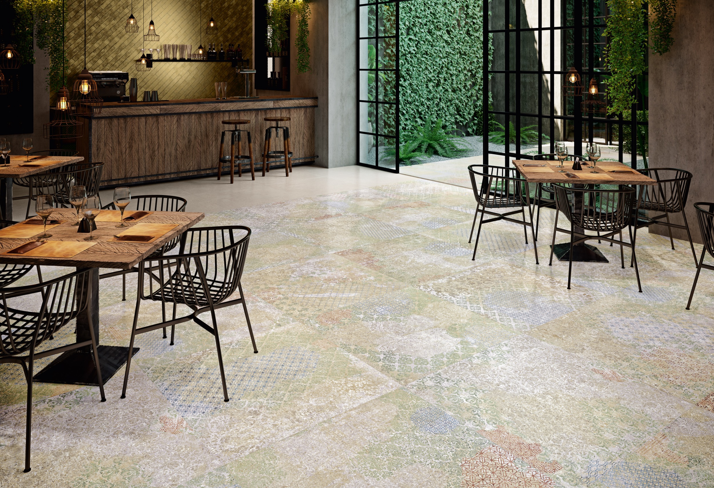 Aparici Fliese Teppichoptik Vintageoptik Bohemian Blend Bodenfliesen Wandfliese bunt mehrfarbig Ambiente Küche