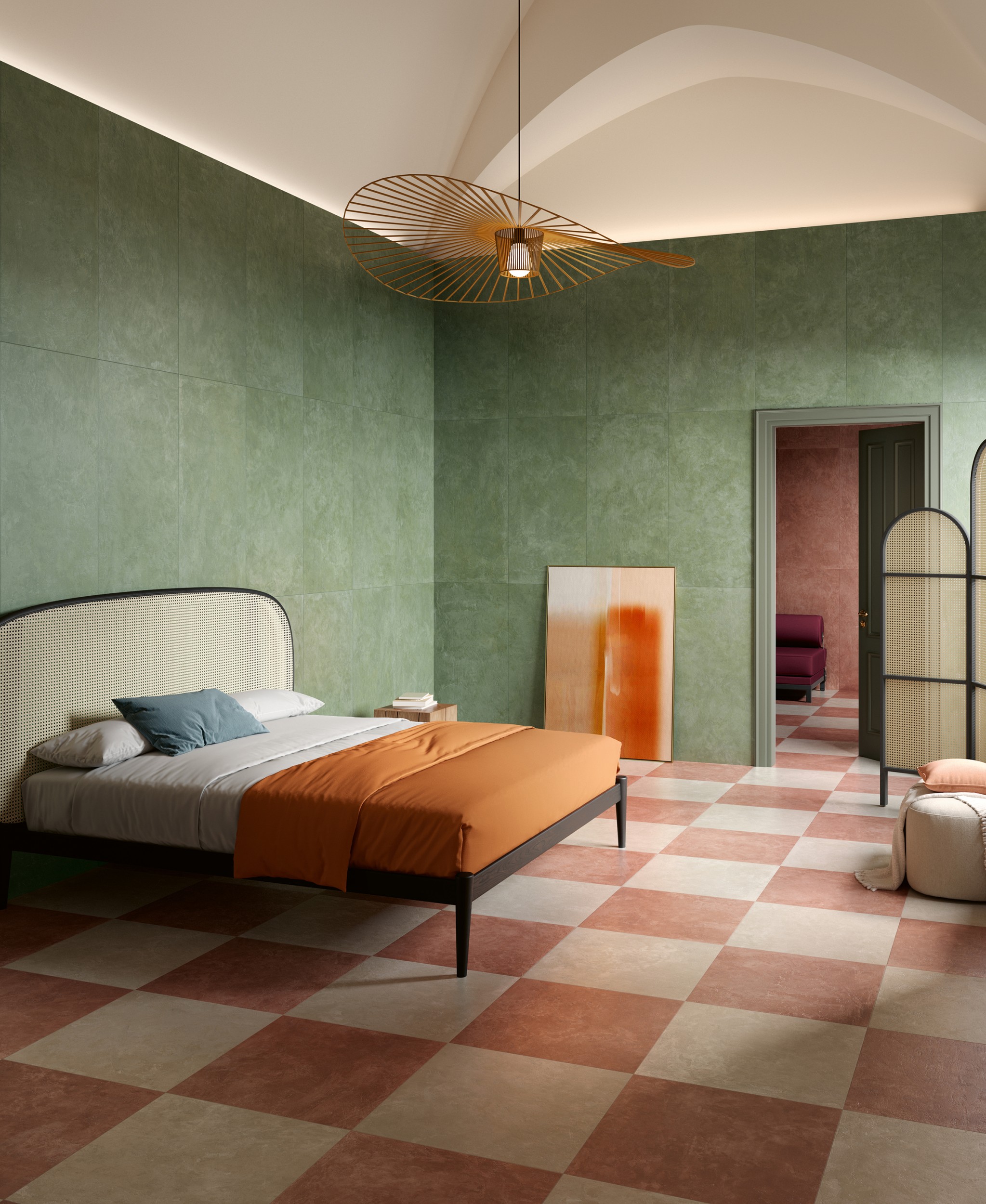 Fliese Zementoptik Tadelakt Kamun Beige Wandfliese Wodenfliese Ambiente