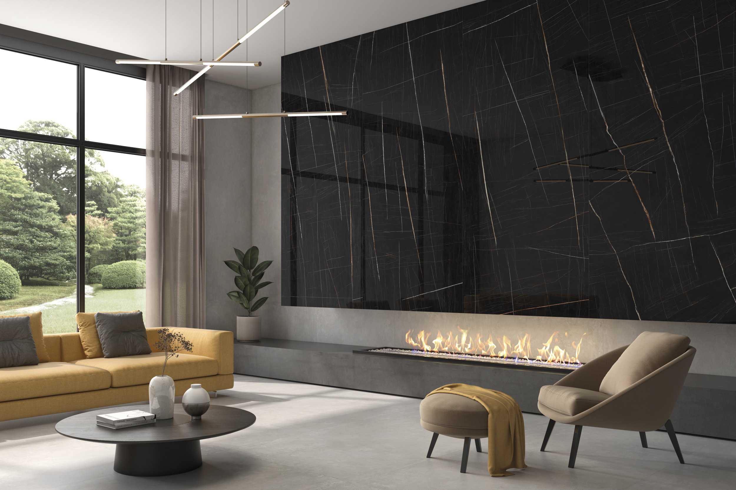 XXL-Fliese Marmoroptik Sahara Noir 120x280 cm schwarz Großformat-Fliese