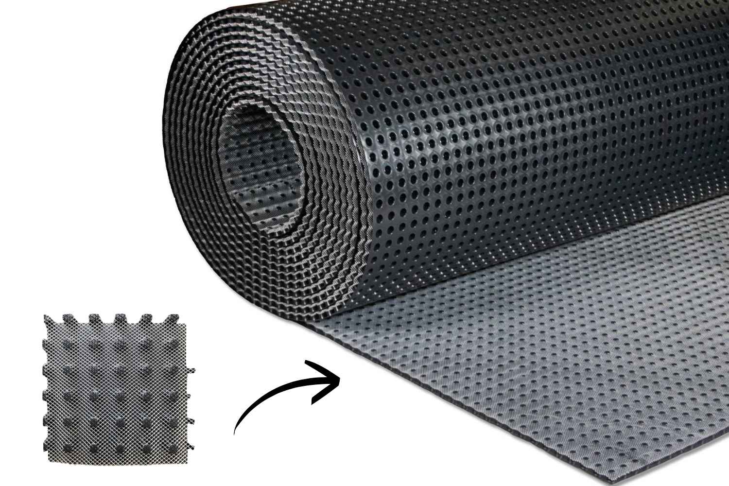 Dural Drainagematte Durabase DR100++ 100 cm breit × 12,5 m lang schwarz 12,5m²/Rolle