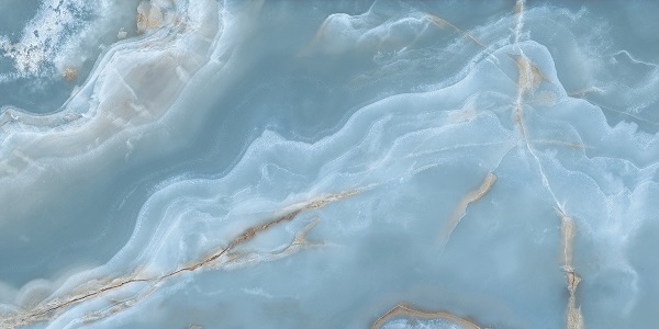 Fliese Achat-Marmoroptik blau "Onice Iride Cobalto" glänzend