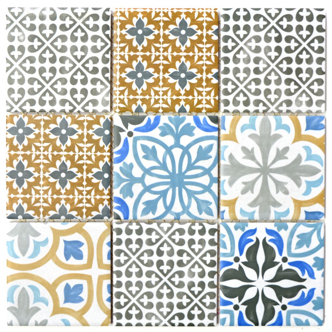 Mosaikfliesen Patchwork Retro Ornamente matt 29,8x29,8 cm netzverklebt