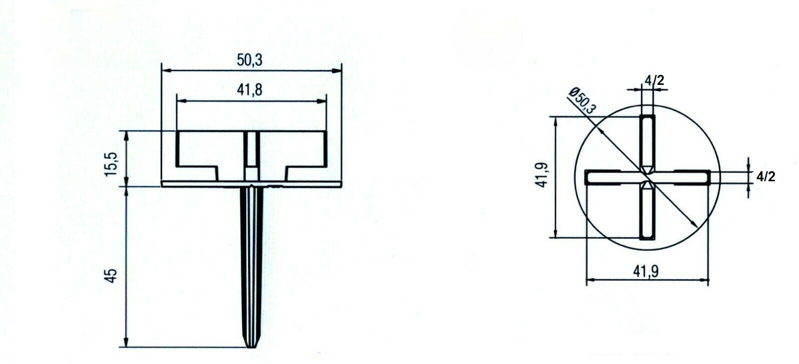 Stelzlager Fugenkreuz mit Spitze für Terrassenplatten | zur Verlegung auf Kies, Splitt, Sand & Gras