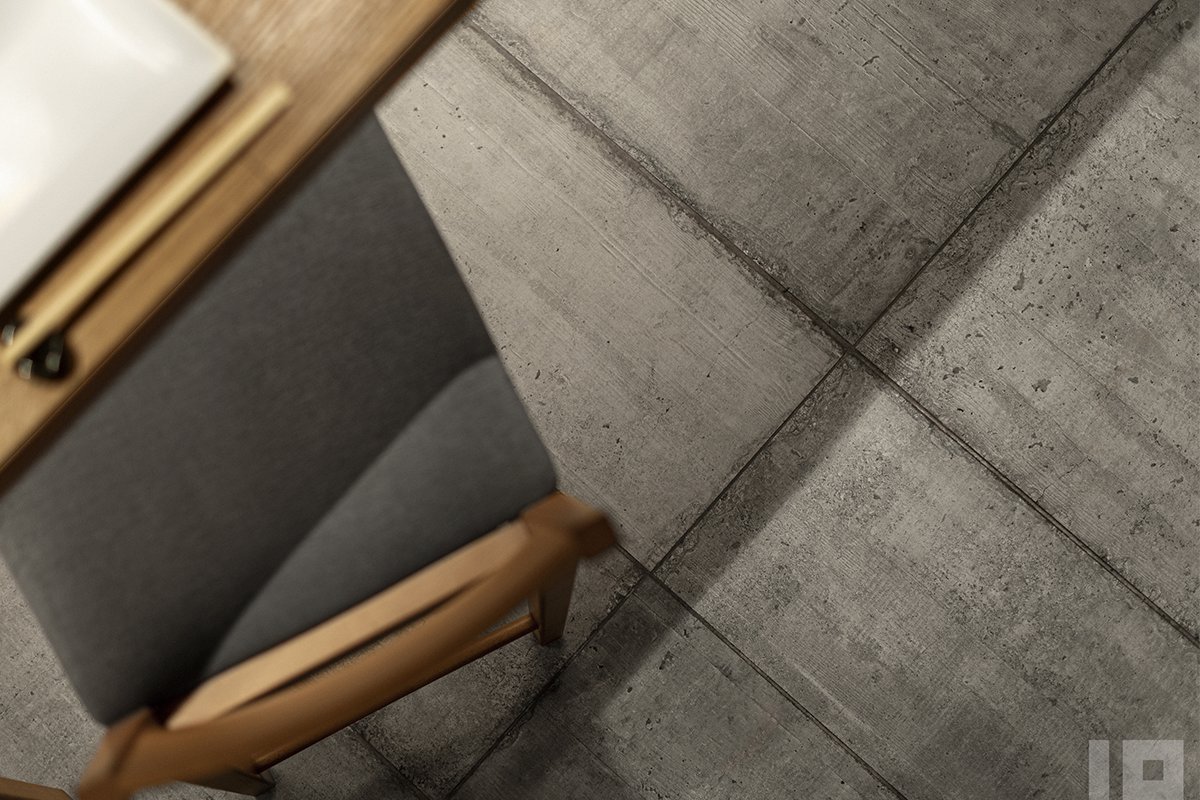 Fliese Sichtbeton Betonoptik Großformat grau zementgrau Form Cement Sant Agostino