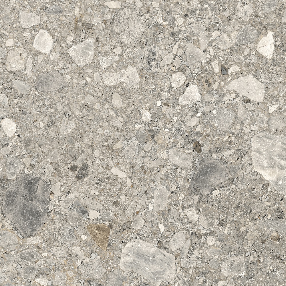 Terrazzo-Fliese beige 60x60 cm "Orobica Beige" ausdrucksstarke Steinoptik rektifiziert