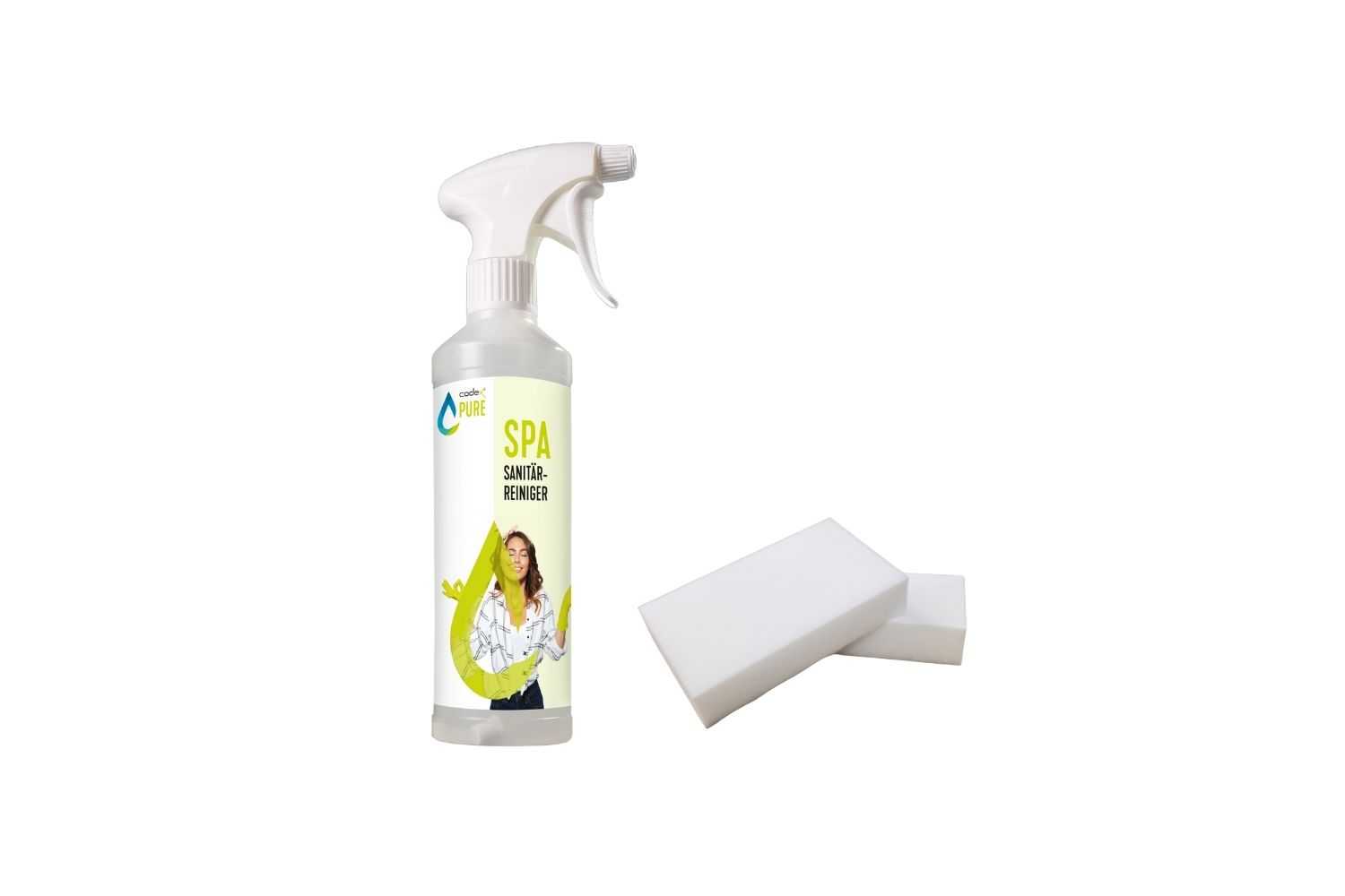 Sanitärreiniger "Pure Spa" 0,5L inklusive 2 Schmutzradierer